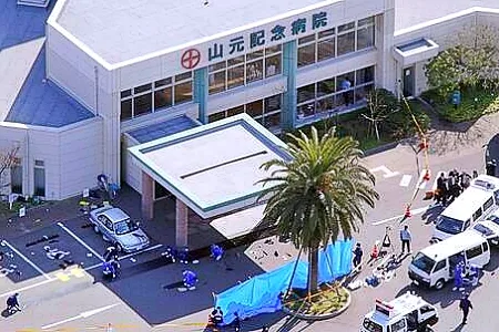 九州誠道会系幹部2人が銃撃された病院の駐車場